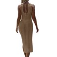 thumbnail image 3 of xiaxaixu Robe de Plage pour Femmes, Sans Manches à Col Rond, Dos Nu, à Nouer, Transparente, Ajourée, Fendue, Coupe Ajustée, Robe d'Été, 3 of 7