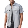 thumbnail image 4 of Men's UV UPF 50+ Fishing Shirts for Men Sun Protection Breathable Quick Dry SPF Hiking Short Sleeve Button Down Work Shirt with Two Pockets Light Blue, 4 of 5