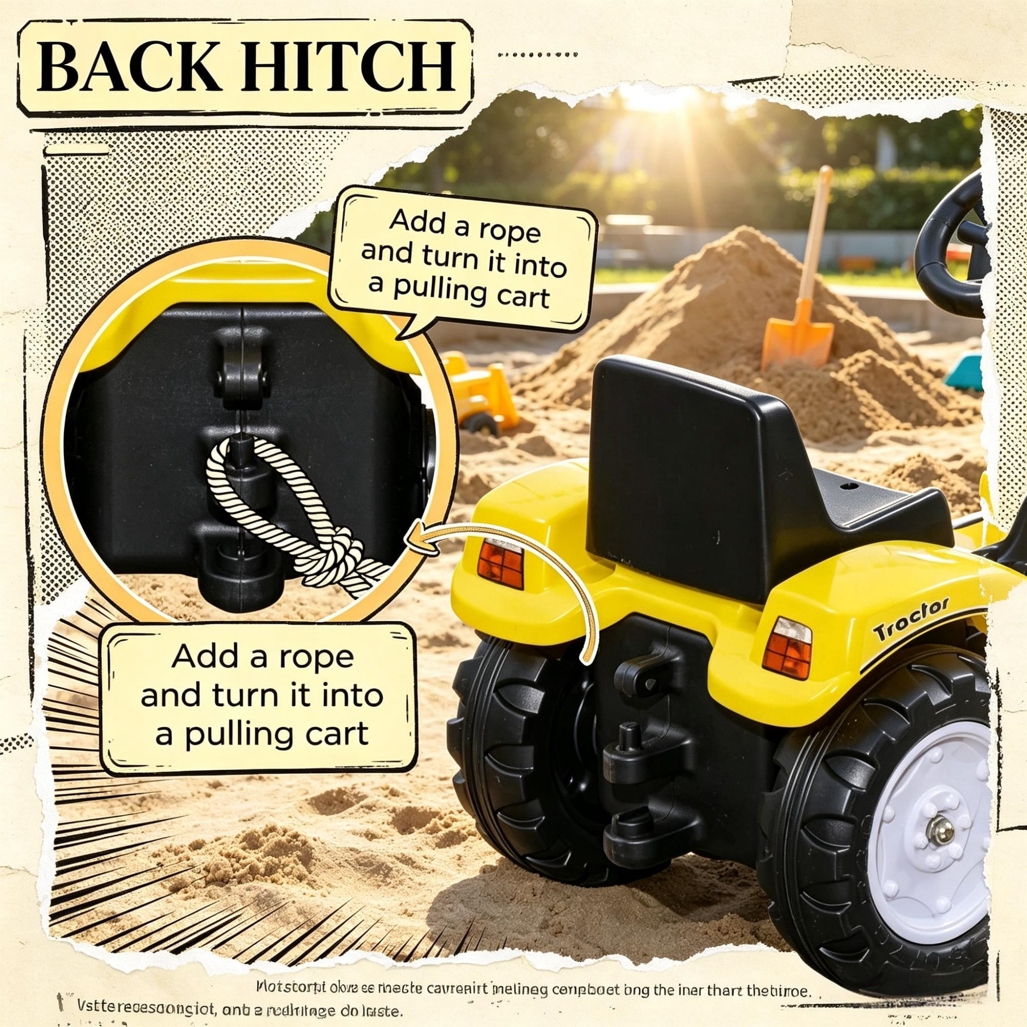 Kids Pedal-Powered Ride-On Excavator Go Kart: with Working Front Loader Digger, Outdoor Play Toy for 3 Year Olds, Yellow