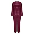 thumbnail image 4 of jtjvou Womens Velour Sets 2 Piece Outfits Velvet Tracksuits Crewneck Long Sleeve Tops Drawstring Jogger Pants Lounge Set Red XXL, 4 of 9