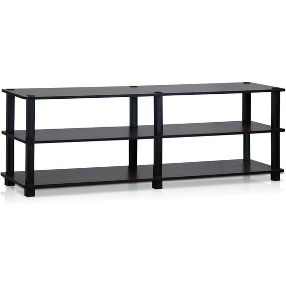 Turn-S-Tube No Tools 3-Tier Entertainment TV Stands, Dark Cherry and Black