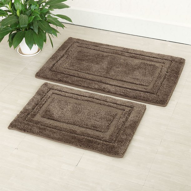Piccocasa 2 Piece Memory Cotton Bath Kitchen Bathroom Mat Pad Carpet Rug Doormat Coffee Color Walmart Com Walmart Com