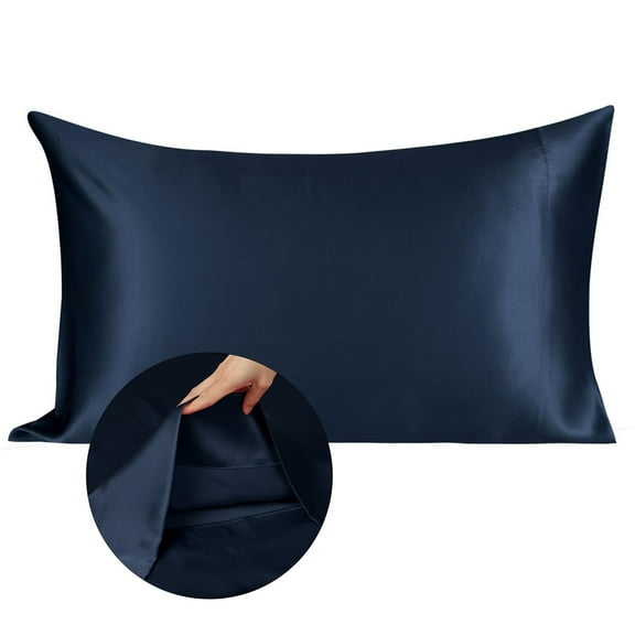 PiccoCasa 1 Pack Luxury Silk Pillowcase Navy Blue Queen(20"x30")