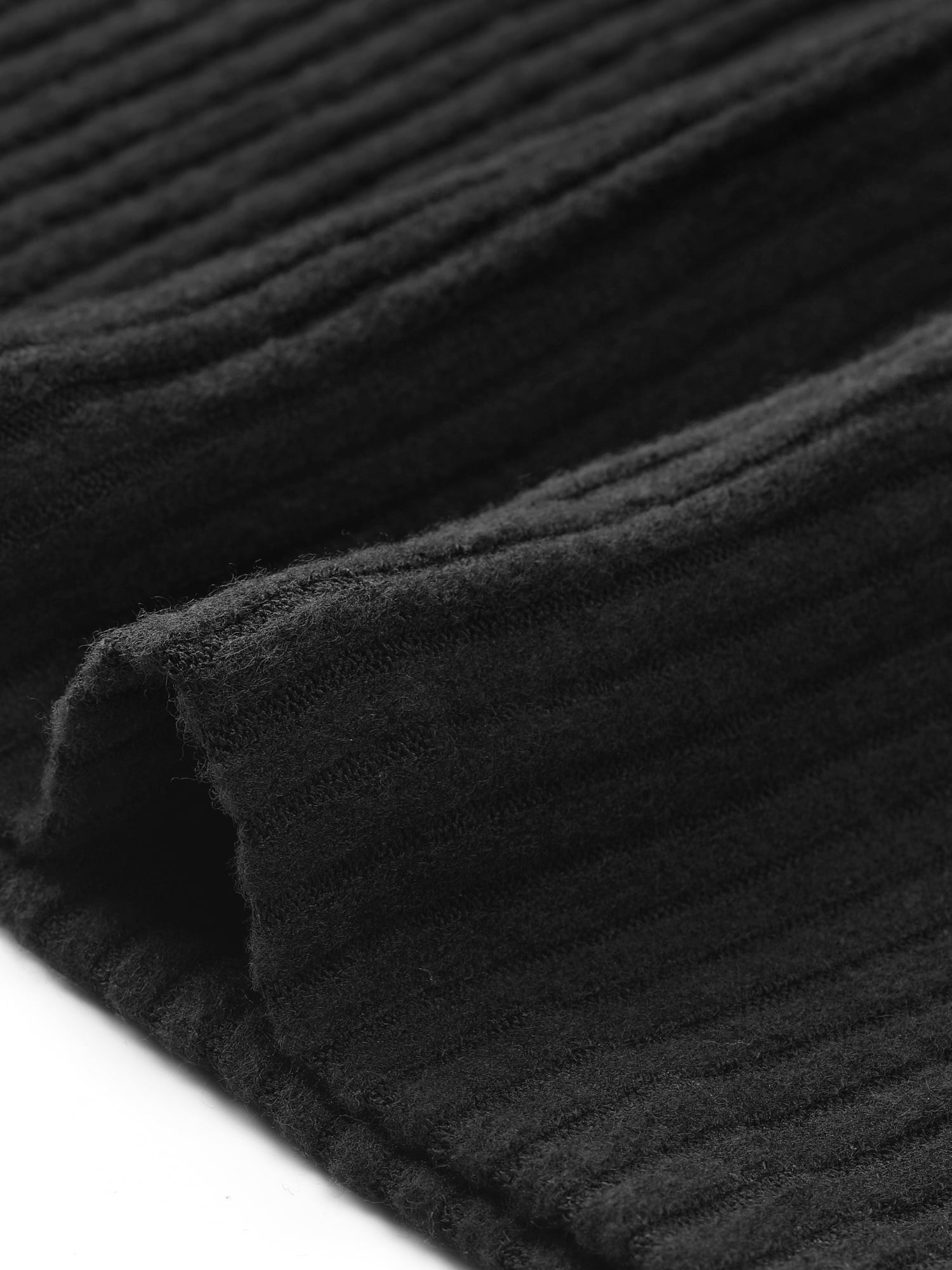 DARING DIVA Stretchy Puff Long Sleeve Ruffle Hem Knit Dress S Black