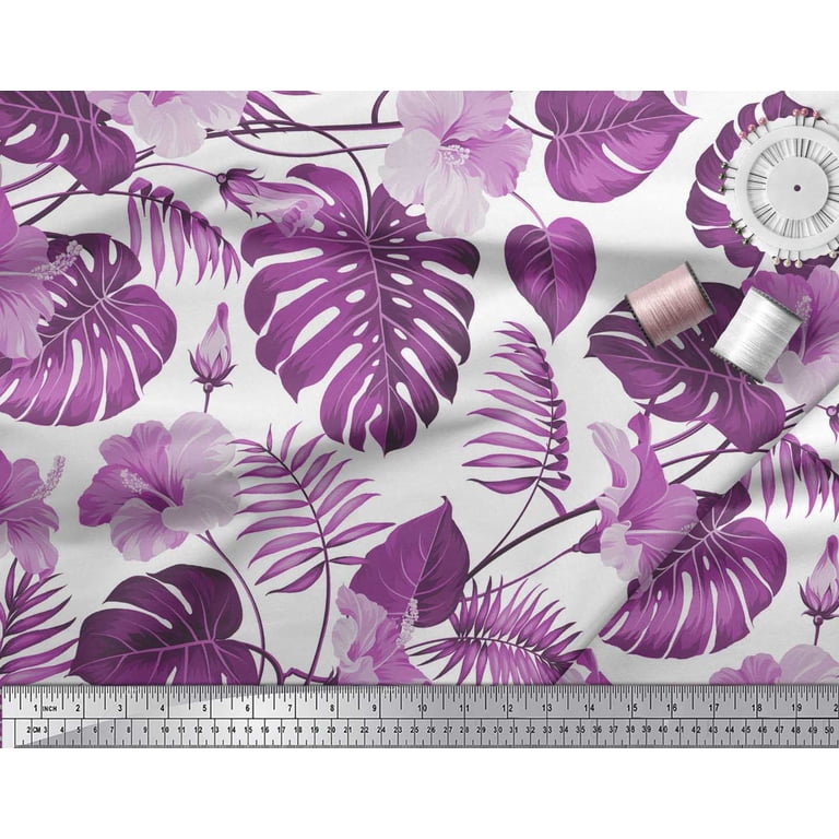 Soimoi Purple Rayon Fabric Monstera Leaf & Floral Printed Craft Fabric by  the Yard 42 Inch Wide - Walmart.com