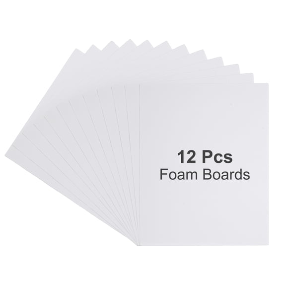 Uxcell 12Pcs Foam Boards, 254 x 203 x 3/16" (5mm)  Thick Foam Core Board Polystyrene Mat Sheet Double Sided Poster Foamboard Making for Mounting Crafts Paintings Prints Art, White
