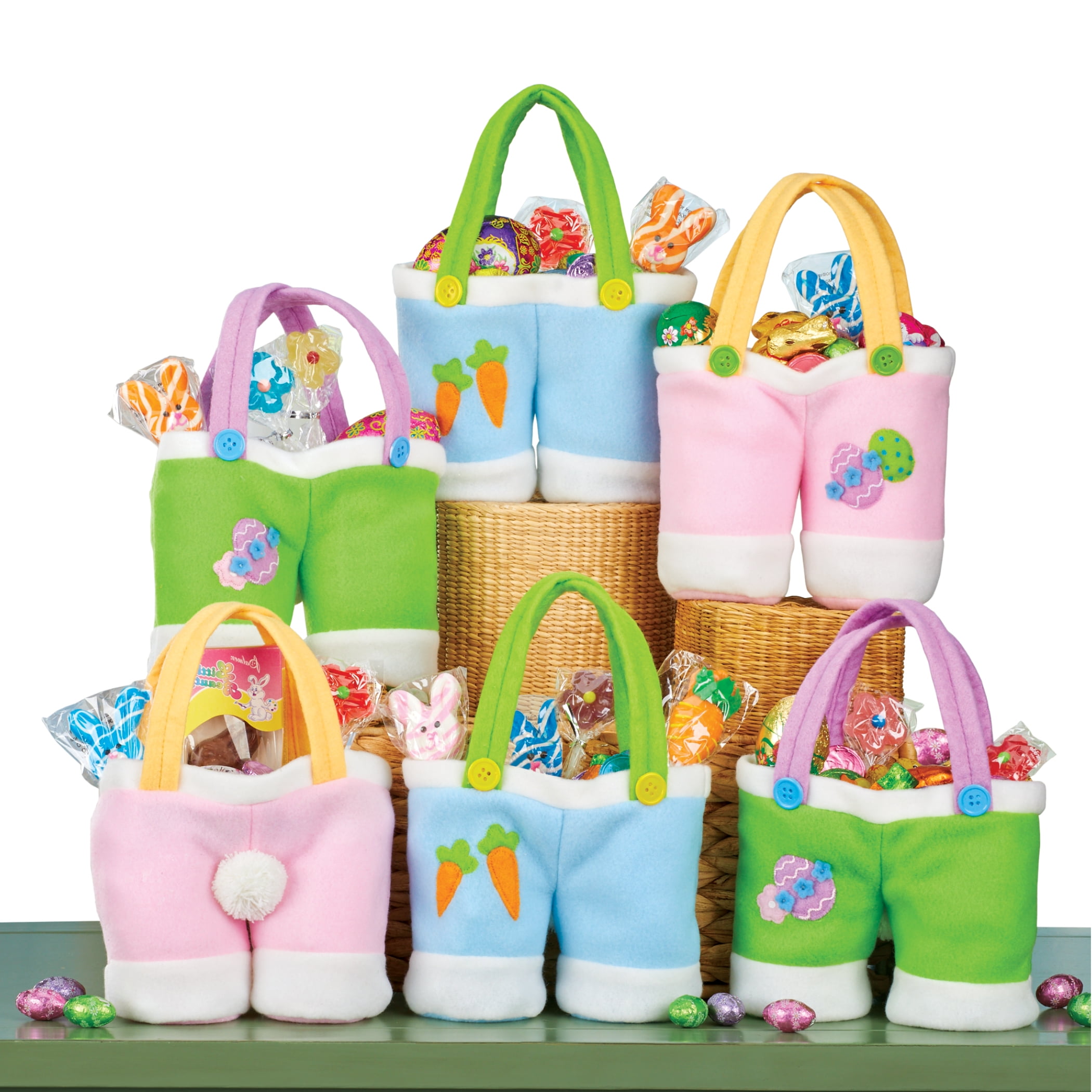 Easter Bunny Pants Treat Bags with Overall Carry Straps Decorative
