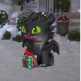 thumbnail image 2 of 3' Gemmy Airblown Inflatable Toothless the Dragon w/ Christmas Present Yard Decoration 887884, 2 of 6