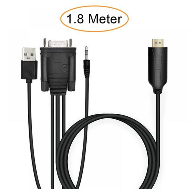 1080P VGA To HDMI-compatible Converter Cable Adapter Male To Male with 3.5mm Audio USB Power Cable for PC Laptop