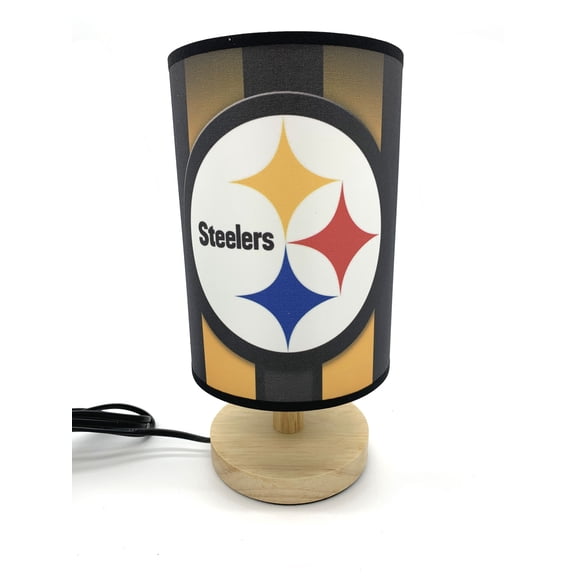 Steelers Table Lamp Night Light Wood Base Room Decoration or Great Gift Ideas