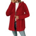 thumbnail image 5 of VINUSLI Womens Sherpa Jackets - Winter Button Down Teddy Hooded Jacket Warm Plus Size Long Sleeve Fuzzy Coats Red,XXXXL, 5 of 8