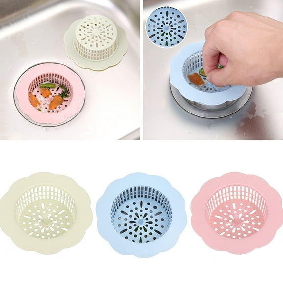 Walbest Flower Shape Plastic Sewer Drain Filter Cover Kitchen Basin Sink Strainer Waste Stopper, 4.17 x 1.18