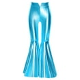 thumbnail image 4 of RUNQHUI Kids Girls Split Bell-Bottom Metallic Pants for Party Pageant Dance Sparkle Bell Bottoms Light Blue 8, 4 of 6
