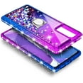thumbnail image 2 of Nagebee Case for Samsung Galaxy A03S with Tempered Glass Screen Protector (Full Coverage), Sparkle Glitter Liquid Bling Diamond [Ring Holder & Wrist Strap] Women Girls Cute Case (Purple/Blue), 2 of 6