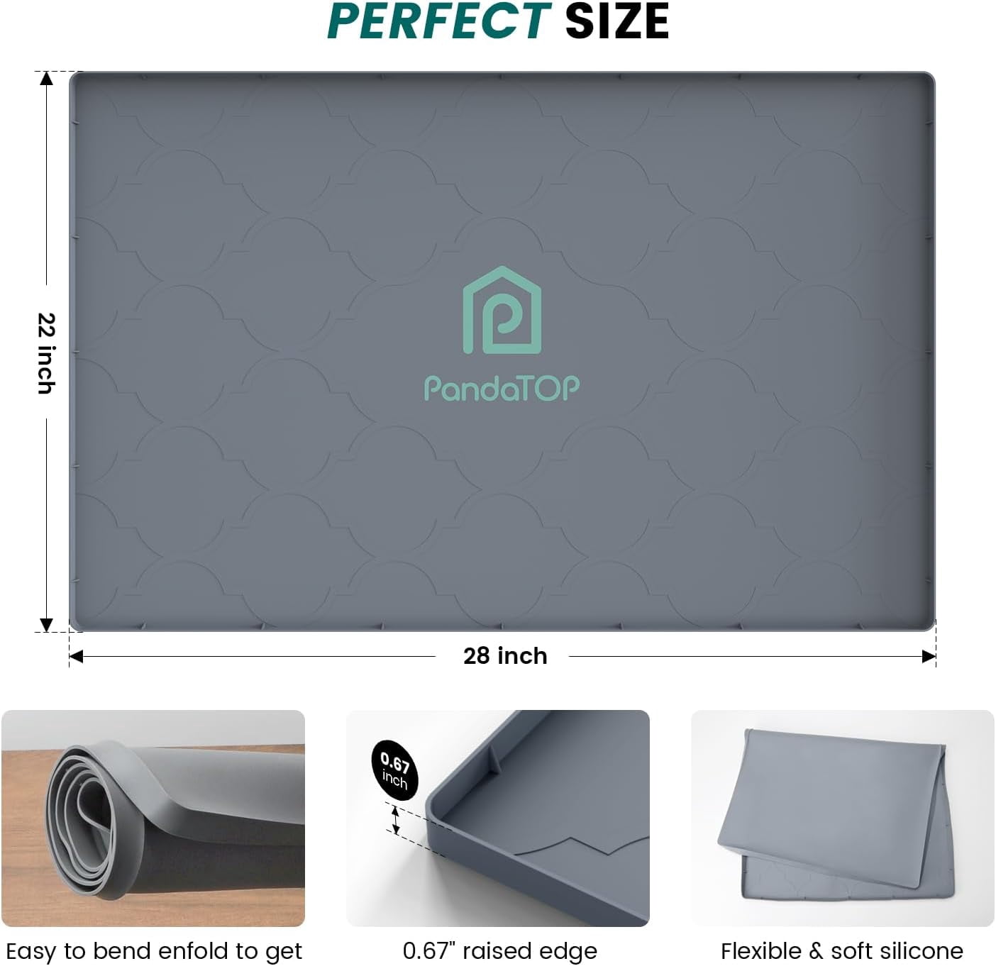 RGHJAR-Under Sink Mat, 28" x 22" Silicone Kitchen Cabinet Tray, Waterproof & Flexible Under Sink Liner for Kitchen Bathroom and Laundry Room