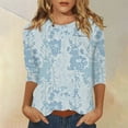 thumbnail image 2 of Women's Floral Print Casual Blouse Lightweight Summer Tops with 3/4 Sleeves and Round Neckline Vibrant Colors, 2 of 5