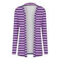 thumbnail image 2 of Plus Size Open Front Cardigans for Women Lightweight Striped Casual Fall Cardigan Tops S-5X Loose Comfy Outerwear (4XL, Purple), 2 of 6
