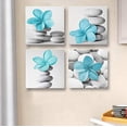 thumbnail image 3 of -Modern Bathroom Wall Art Blue Grey Zen Flowers and Pebble Stone Aqua Bedroom Canvas Art for Decoration (Blue), 3 of 5