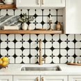 thumbnail image 4 of 10 Pcs Black White Curved Four-Leaf Peel and Stick Floor Tiles, 12x12 In Covers 10 Sq.Ft, Self-Adhesive DIY Vinyl Flooring, Removable Waterproof, Ideal for Kitchen, Bathroom, Bedroom, Home Walls, 4 of 8