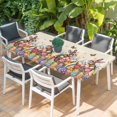 thumbnail image 2 of Easter Bunny Table Cloths for 6 Foot Rectangle Tables, Colorful Eggs Spring Tulips Flower Vintage Patio Waterproof Elastic Fitted Tablecloths, Washable Rectangular Table Cover for Camping, 2 of 8