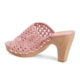 thumbnail image 4 of FSJ Women Platform Chunky Heel Sandals Braided Open Toe Slip On Wide Band Wooden Block Mules Shoes Size 8 Pink, 4 of 4