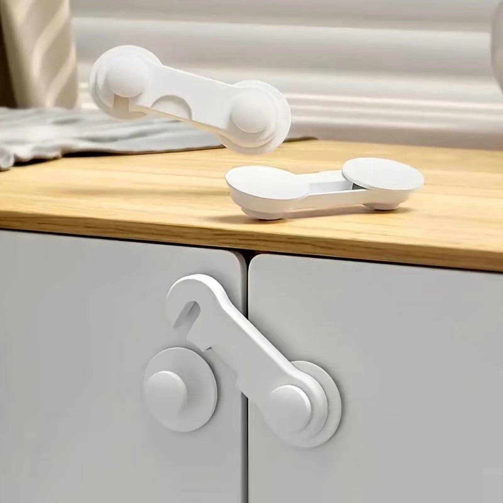 7pcs Heavy-Duty White Plastic Safety Lock Set - Easy Installation for Fridge, Cabinet, Pantry Door & Kitchen Appliances