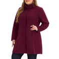 thumbnail image 4 of Unique Bargains Women's Plus Size Trench Single Breasted Detachable Hooded Overcoat, 4 of 6