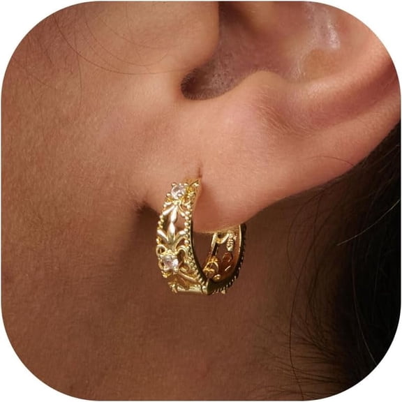 XBage Gold Huggie Earrings For Women, 14K Real Gold Plated Hoop Earrings Hypoallergenic Lightweight Hoops Gifts[H2169]