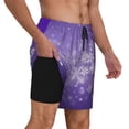thumbnail image 2 of Balery Snowfall Sky White Purple Bañador para hombre, shorts de playa de secado rápido con entrepierna y forro de compresión-Medium, 2 of 6