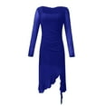 thumbnail image 6 of bbyeadc Women's Sexy Ruched Bodycon Midi Dresses Square Neck Long Sleeve Ruffle Hem Cocktail Party Dress (Blue, XL), 6 of 7