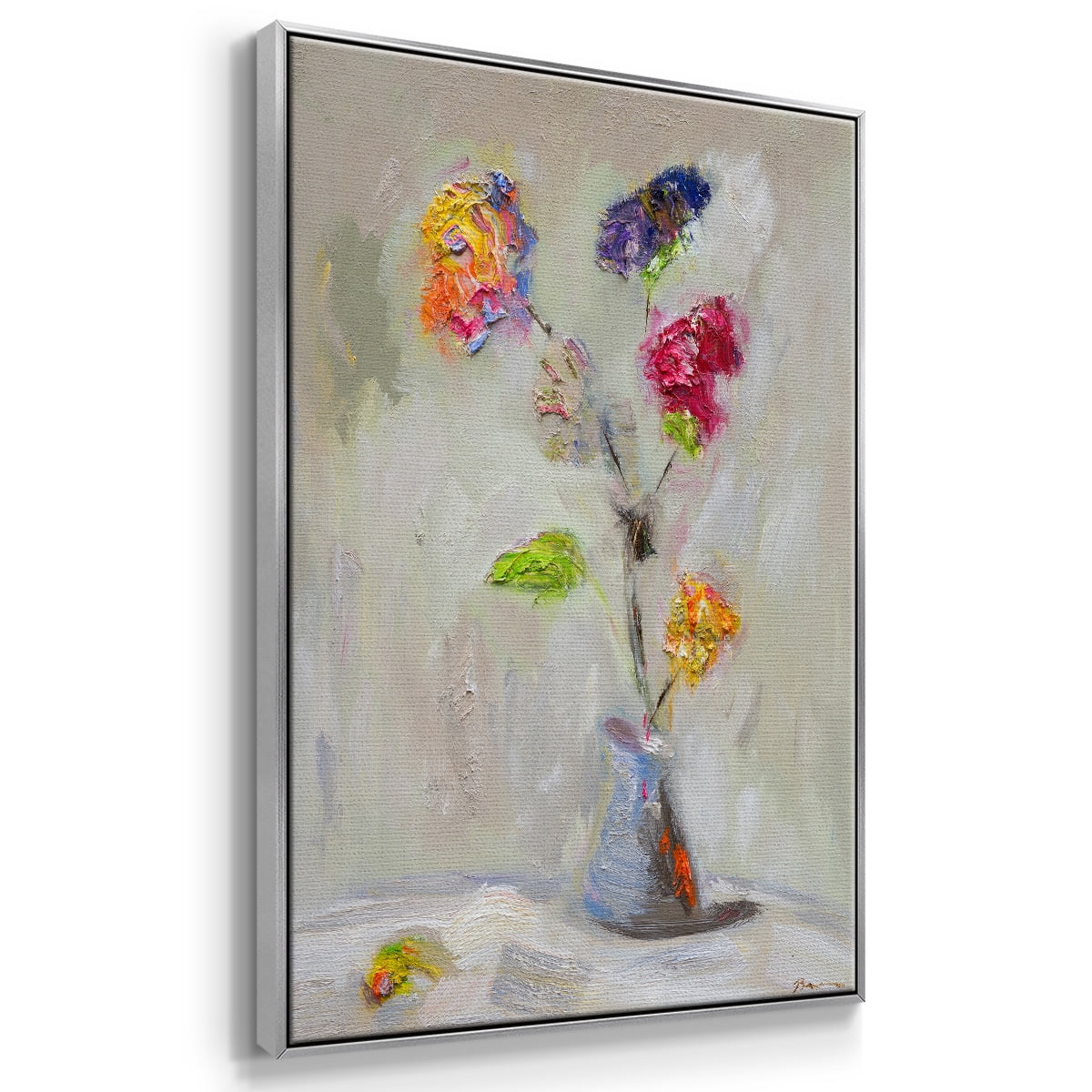 Neoplitan Floral Framed Premium Gallery Wrapped Canvas - Ready to Hang