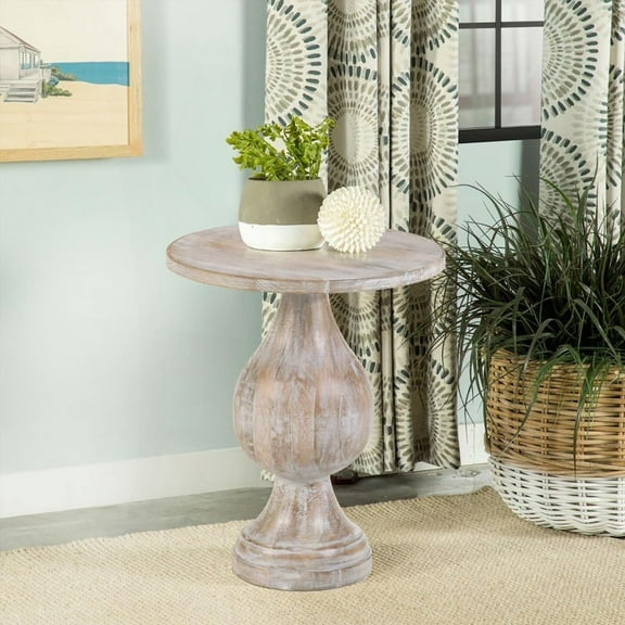 The White Washed Mango Wood Coffee Table for Living Room, Easy to Clean and Space-Saving