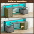 thumbnail image 3 of SEDETA Home Office Desk with LED Lights & Power Outlet, 66" Computer Desk with 5 Drawer and Storage Shelves, Gaming Desk with Printer Cabinet and Monitor Stand, Grey, 3 of 8