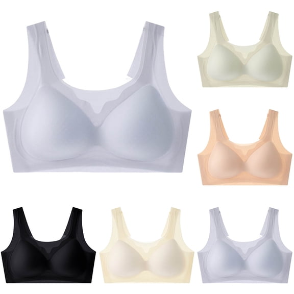 Antinious Women Wireless Bras Push Up Seamless Tank Adjustable Strap Solid Breathable