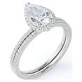 thumbnail image 4 of JeenMata 1.25 Carat pear cut Moissanite Wedding Ring Set in 18k White Gold Over Silver, 4 of 7