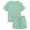 Green, variant on Toddler Girl Outfits Kids Solid Color Crew Neck Short Sleeve Drop Shoulder Top with Above Knee Shorts Two Piece Set Green 5 Years-6 Years