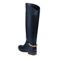 thumbnail image 2 of FSJ Women Classic Knee High Riding Flats Booties Round Closed Toe Back Gold Tone Chain Wide Calf Stacked Low Heel Pull On Shoes Size 8 Blue, 2 of 4