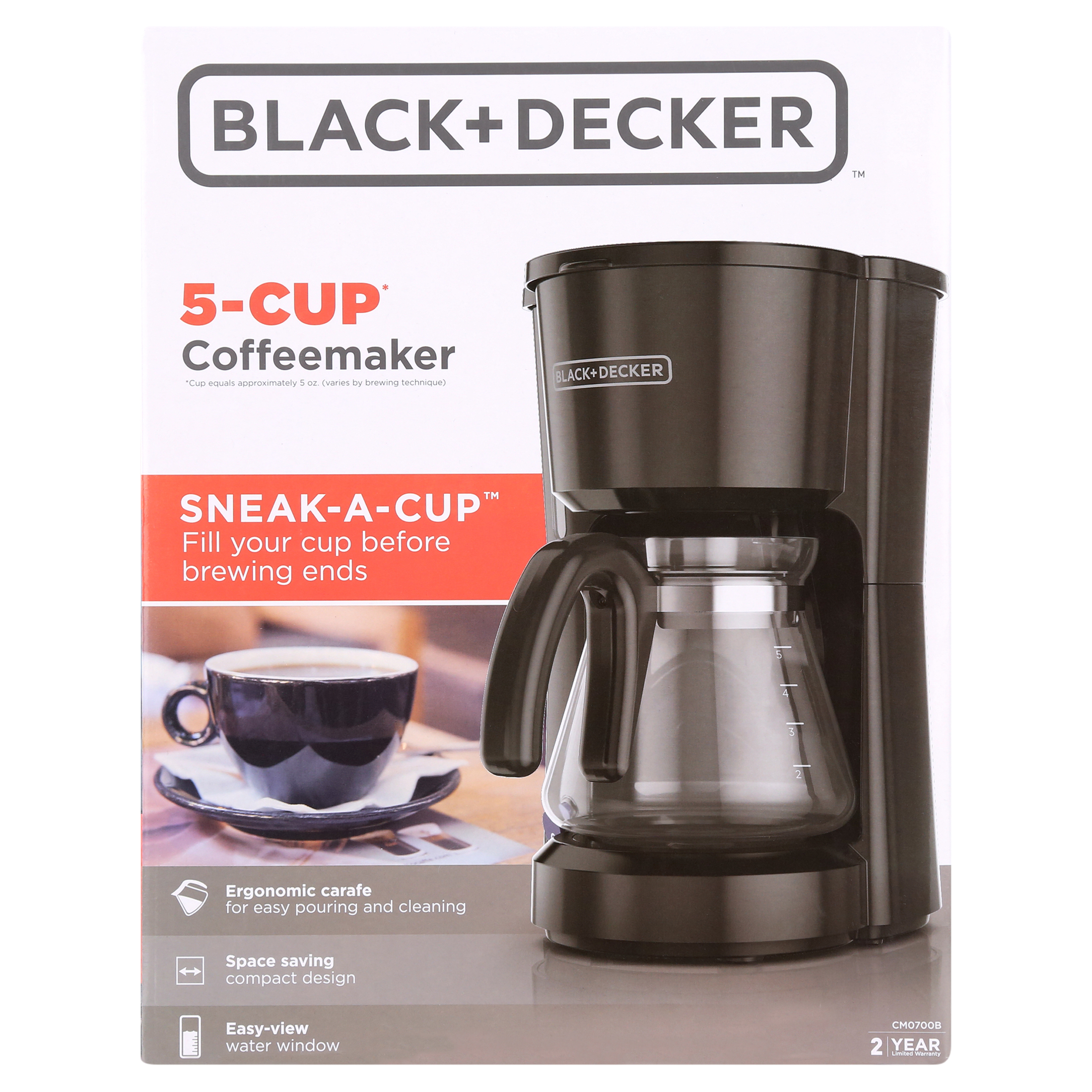 BLACK+DECKER 5-Cup Compact Coffee Maker, Black photo 2