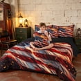 thumbnail image 3 of Manfei Realistic American Flag Twin Bedding, Fireworks Bedding Comforter Set, Red White Blue, Black Reversible 7pcs, 3 of 6