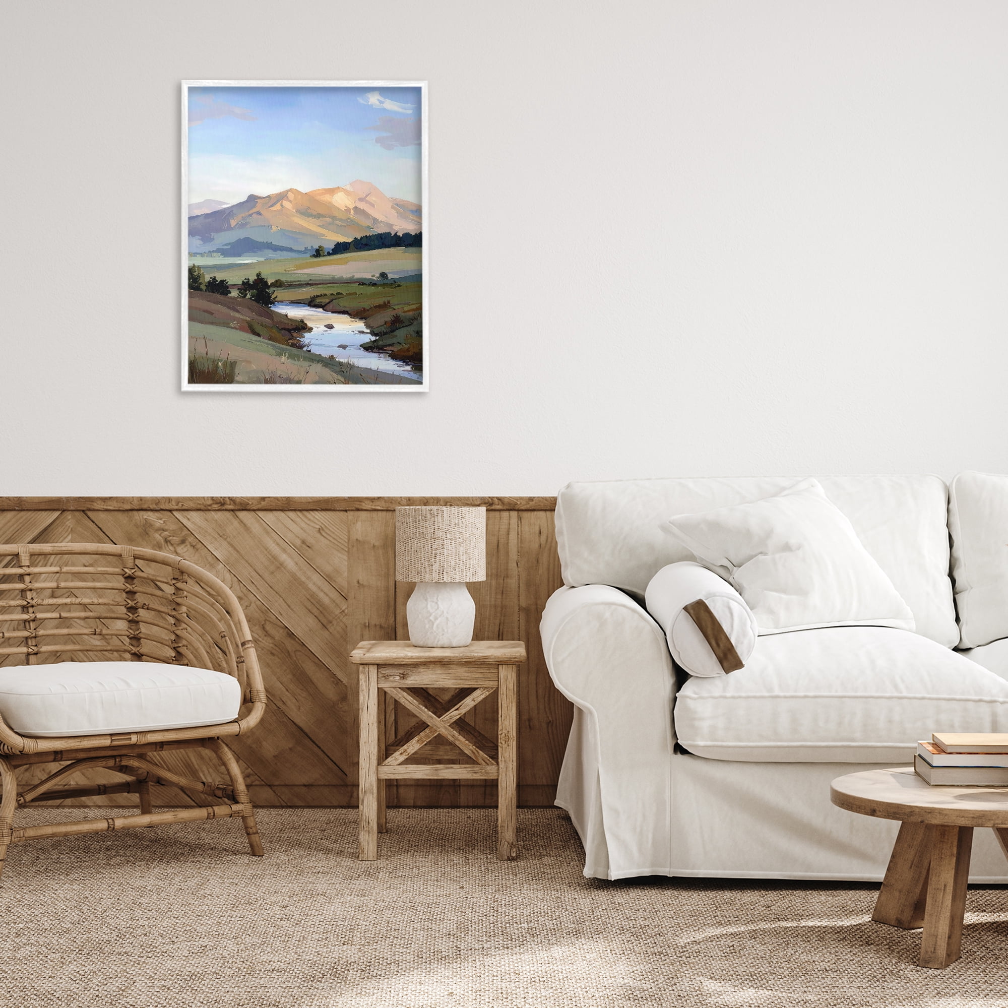 Stupell Industries Across The Valley River White Framed Giclee Art, design by Alonza Saunders