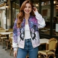 thumbnail image 2 of Xoenoiee Women's Casual Jacket Lightweight Bomber Jackets with Pockets Lightweight Windbreaker Zip-up Varsity Jackets Fall Outerwear, Butterfly Colorful Tie-dye, Large, 2 of 7