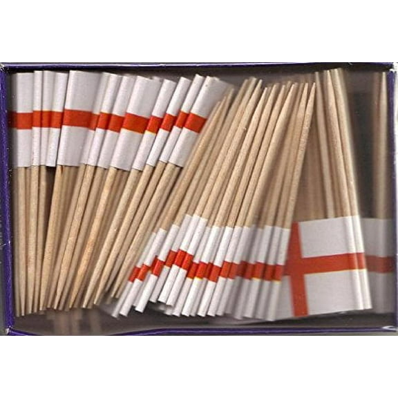 25 Box Wholesale Lot of England Toothpick Flags, 2500 Small Mini English Flag Cupcake Toothpicks or Cocktail Picks