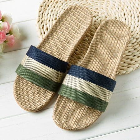 

EQWLJWE Women s Fashion Anti-slip Linen Home Indoor Open Toe Flat Shoes Beach Slippers Women s Slippers Holiday Clearance