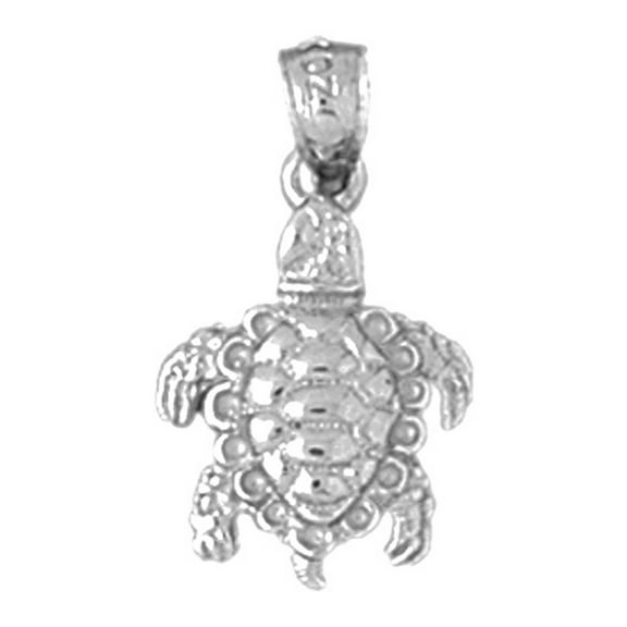 18K White Gold 3D Turtle Pendant - 20 mm