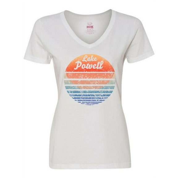 Inktastic Lake Powell Distressed Retro Sunset Women's V-Neck T-Shirt