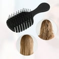 thumbnail image 6 of 1pc Women Leaf Style Hollow Comb Hair Brush for Straight Curly Dry Hair Black ABS, 6 of 6