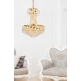 thumbnail image 4 of Maklaine 6 Light Royal Cut Crystal Steel Chandelier in Gold Finish, 4 of 9