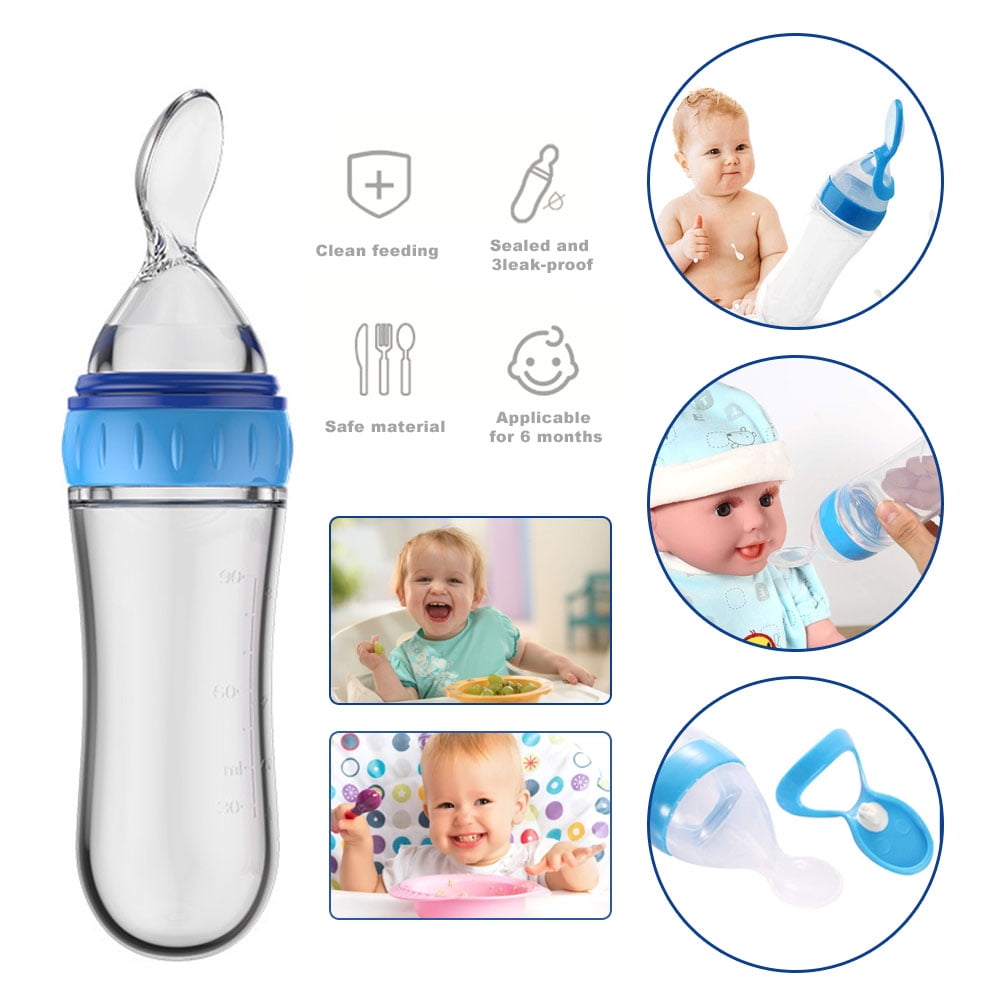 Baby Food Cereal Feeder Bottles Set Of 2 With Spoon Nipple BPA Free 4oz Set  37977301823