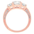 thumbnail image 4 of 3.61 ct Emerald Cut Moissanite 3 Stone 14K Rose Gold Womens Engagement Ring, 4 of 6