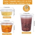 thumbnail image 3 of Juego de 60 Contenedores para Alimentos y Preparación de Comidas (Meal Prep), Toppers de Plástico Reutilizables, 3 Tamaños (32/16/8 oz), Aptos para Microondas y Congelador, Sin BPA, 3 of 8